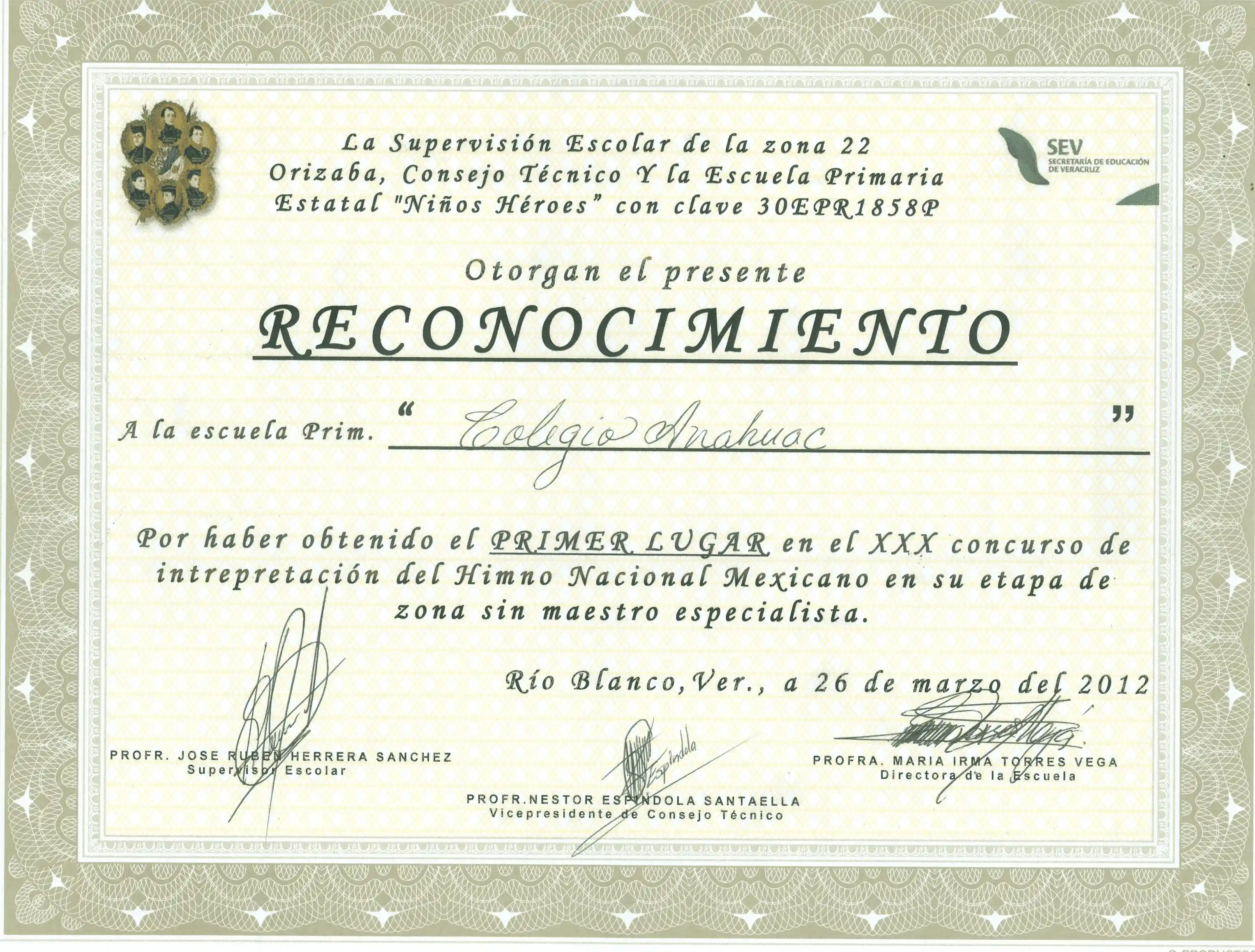 Participacion en concurso canción para Orizaba