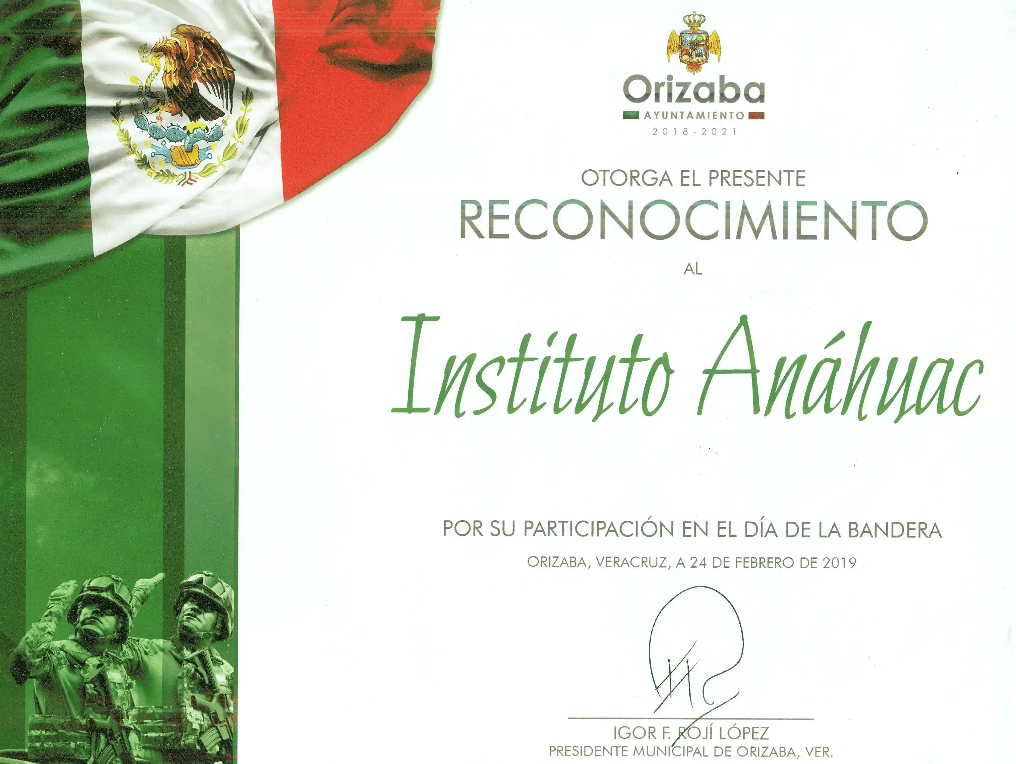 Participación en el dia de la bandera