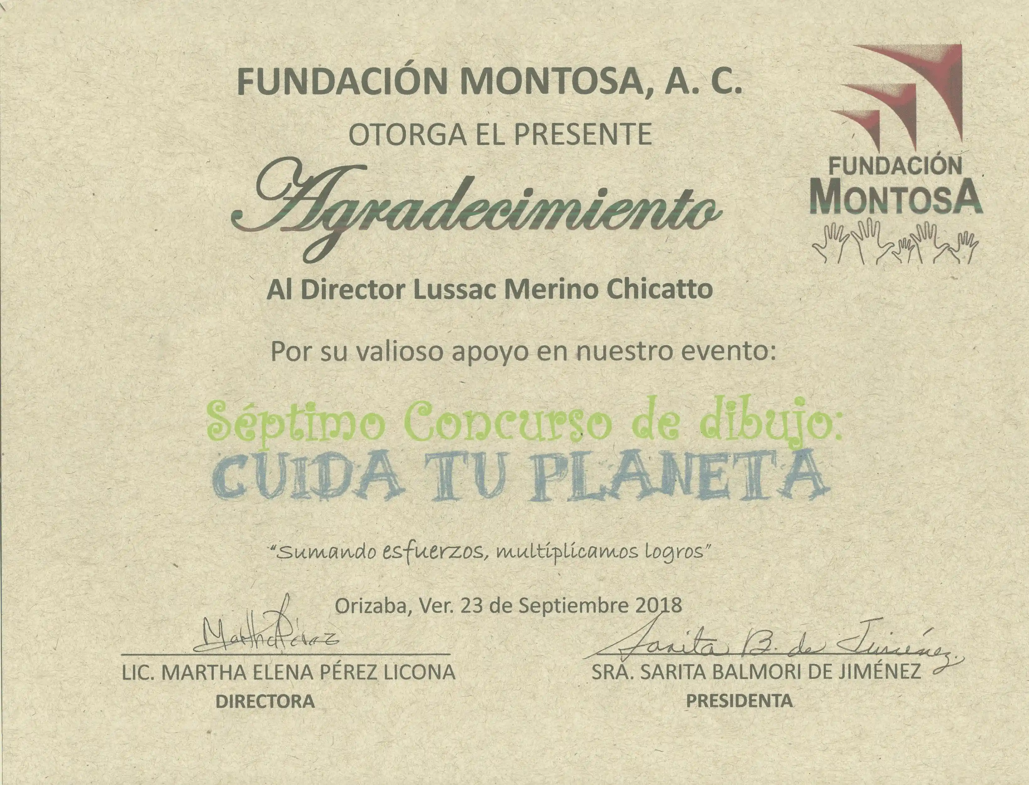 Agradecimientos por sus apoyos